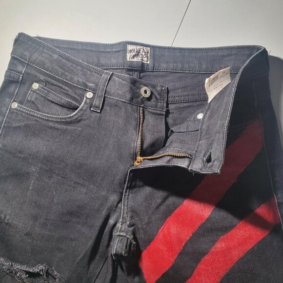 Naked & Famous Skinny Guy Jeans 31W -Painted- Destroyed-- Japanese raw denim - Picture 4 of 16